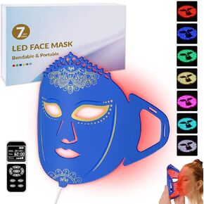 Led Red Light Therapy for Face, Silicone Infrared Face Mask Light Therapy, Portable Facial Light Therapy Devices to Improve Skin Condition, 7 Color Led Face Mask Light Therapy for Home Beauty