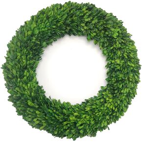 24 Inches Boxwood Wreath Preserved Green Leaves Wreath for Front Door Wall Window Hanging Wedding Party Decoration