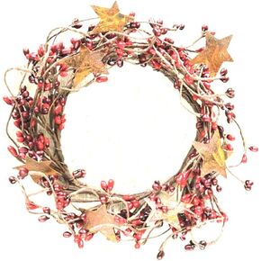 Pip Berry Ring Rusty Stars Red Burgundy Berries Country Primitive Floral Décor