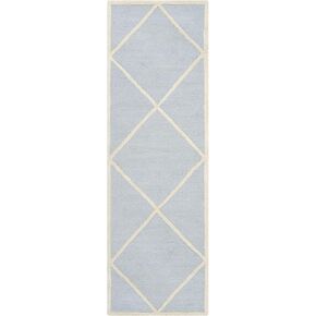 SAFAVIEH Cambridge Collection 2' x 3' Light Blue/Ivory CAM136A Handmade Moroccan Trellis Premium Wool Accent Rug