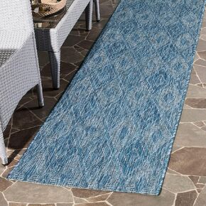 SAFAVIEH Courtyard Collection 2'3" x 12' Navy CY8522 Indoor/ Outside Waterproof Easy cleansingPatio Backyard Mudroom Runner Mat