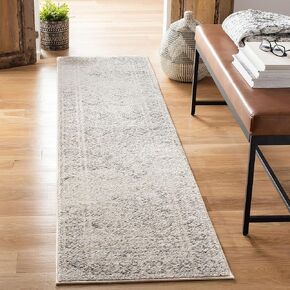 SAFAVIEH Tulum Collection Runner Rug - 2' x 6', Ivory & Grey, Moroccan Boho Distressed Design, Non-Shedding & Easy Care, Ideal for High Traffic Areas in Living Room, Bedroom (TUL264A)