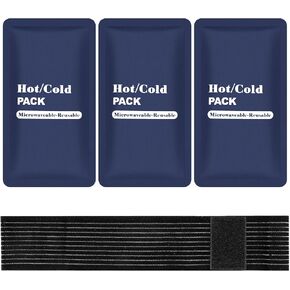 عبوات ثلج للإصابات قابلة لإعادة الاستخدام، 3 عبوات ثلج جل ساخن وبارد، غلاف ثلج للركبة، عبوات ثلج مع أشرطة قابلة للتعديل للركبتين والظهر والكتفين والذراعين والساقين in Kuwait