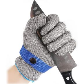 1 Pack Level 9 Cut Resistant Gloves, Food Grade for Stainless Steel Mesh Metal Glove, Kitchen Cooking Gloves for Women and Men, for Butcher Meat Cutting Oyster Shucking, Size: 8/Medium