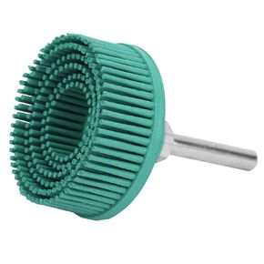 Oumefar 2 Inch Bristle Disc Grit, with 1/4" Shank Emery Rubber Abrasive Brush Polishing Grinding Wheel for Burr Rust Removal, Roloc Bristle Disc for Metal(Green)