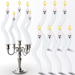 MTLEE 12 Pcs Halloween Ghost Candles Unscented Candles Realistic Peppermint Candles for Halloween Christmas Home Delicate Party Decoration Gift (White)