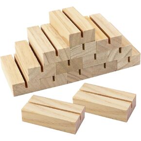 15 Pieces Wood Table Number Stands Wood Place Card Holders Picture Holder Acrylic Sign Holdersr for Ceremony Birthday Party Home Decoration