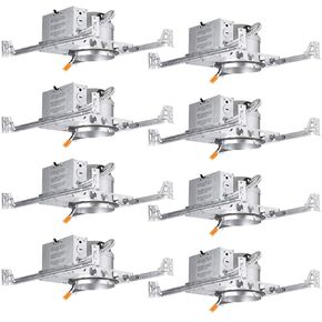 TORCHSTAR 8-Pack 4 Inch Shallow New Construction Recessed Lighting Housing, IC Rated & Air Tight Ceiling LED Downlight Can with J-Box, ETL Listed Slim/Narrow Can Light Housing, TP24 Connector