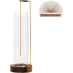 GARMOLY Incense Holder for Sticks, Anti-Ash Flying Incense Burner with 30 Incense Sticks, Detachable Glass Ash Catcher