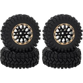 MEUS Racing 1.2 Brass Beadlock Wheels & Tire Set -4mm Offset/ET for Traxxas TRX4M Axial SCX24 AX24 FMS FCX24 Redcat Ascent-18 1/24 1/18 RC Crawler Car, 77g/pc (Style C) in Kuwait