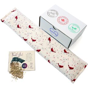 19"x5" Double-Layered Cotton Microwave Heating Pad for Pain Relief Cramps Neck Shoulders Knees Muscles Joints Back - Heating Bag with Oats, Moist Heat Pack, Warm and Cold Compress. Scarlet Cardinals