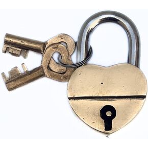 Vintage Heart Shape Anti Theft Mini Brass Finish Padlock Bag Travel Suitcase Luggage Box Decorative Lock Treasure Lock with Keys