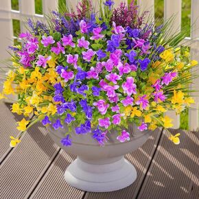Dolicer 12 Bundles Fall Fake Mums for Outdoors, Faux Mums for Outdoor Planters, Outdoor Artificial Mums Flowers UV Resistant for Autumn Indoor Outdoor Home Thanksgiving Decor (Fall Mixed)