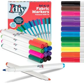Fabric Markers (24 Colors) Permanent Coloring DIY Paint Pens - Art Pens Kit w/Bullet Tip for Clothes & Fabric - Fade Proof & Non-Toxic