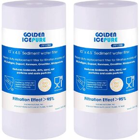GOLDEN ICEPURE 5 Micron 4.5" x 10" Whole House Sediment Water Filter Compatible for GE GXWH30C GXWH35F, Plumber W10-PR, Culligan RFC-BBSA, W15-PR, Culligan HD-950, WFHD13001B 2PACK