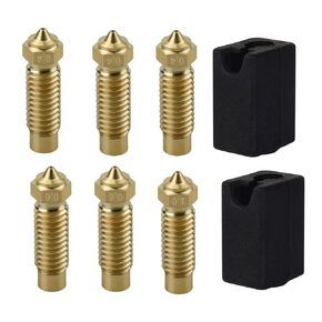 POLISI3D 8-Pack Multi Size Nozzles Silicone Cover Socks Hotend Spare Brass Nozzle 0.4 0.6 0.8 1.0 Compatible with Elegoo Neptune 4 MAX / Neptune4 Plus 3D Printer Accessories Parts