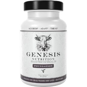 Grass Fed Beef Liver with Reishi & Cordyceps Mushroom, Ginseng, Rhodiola - 4500mg Iron, B12, Energy, Immune Support, Stress Relief, Liver Health, Hormone Support - 180 Capsules