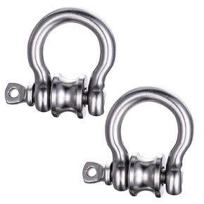 6Pack Mini Stainless Steel Pulley D Ring Shackles，Removable U-Shaped Pulley (for 1/4 Inch Wire Rope)