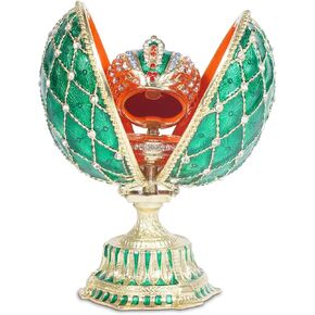 Green Crystal Egg with Austrian Crystal Crown - Home Decor, Collectible, and Gift