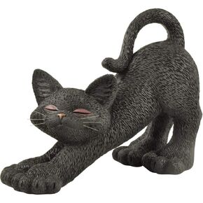 JFSM INC. Whimsical Black Cat Stretching Figurine Cute Collectible - Happy Cat Collection - Gifts for Cat Lovers, Cat Lover Gifts for Women, Cat Lover Gifts for Men, Cat Decor for Cat Lovers