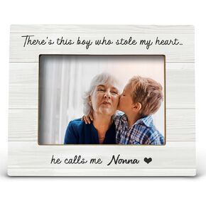 FONDCANYON Nonna Gifts Picture Frame - Grandma Frame, Grandma Picture Frame, Grandma Mothers Day Gifts for Nonna, Theres This Boy Who Stole My Heart He Calls Me Nonna Photo Frame(5x7 Inch Photo)