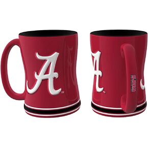 Boelter Brands NCAA Alabama Crimson Tide Unisex 14oz Sculpted Reliefcoffee Mug, Red, 14 Ounce