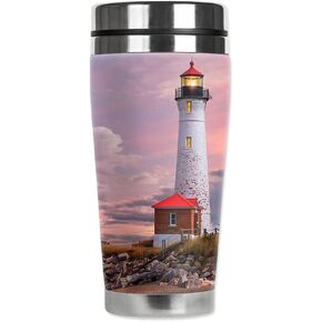 Mugzie 20 Ounce MAX Stainless Steel Travel Mug with Wetsuit Cover - Made in USA - Lighthouse Of Michigan