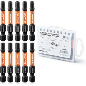 Allen Wrench Drill Bit Set，Impact Hex Head Screwdriver Bit Set，1/4" Hex-Shank S2 Steel Hex Bits Set, CNC Machined Tips With Magnetism, 2" Long 10pcs (3/16) Magnetic Driver Bit With Storage Box