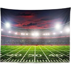 Loccor Football Field Tapestry American Football Stadium Tapestry 80x60 Inches Large Light Night Soccer Turf Sports Gym Wall Hanging Morden Sport Home Decor College Fan Boys Kids Bedroom Dorm
