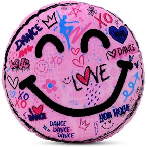 iscream + Corey Paige Designs Love to Dance Smiley Face 13.5" x 13.5" Chenille Accent Fleece Pillow