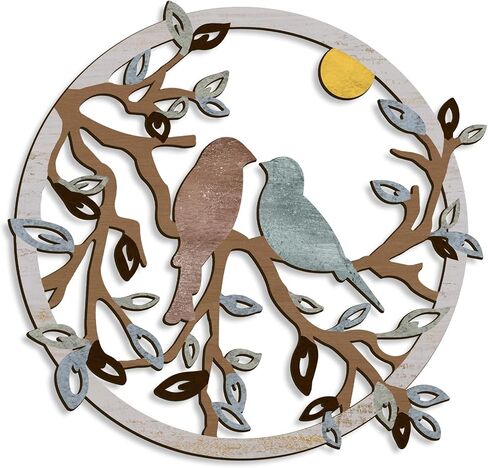 Pigort Ferrycle لوحة فنية جدارية خشبية للطيور على فرع الشجرة، صورة ظلية لجدار الطيور، ديكور فني جداري لغرفة المعيشة، الحديقة، غرفة النوم، المكتب، جدار المنزل، ديكور حفلات الانتقال لمنزل جديد (طائر) in Kuwait