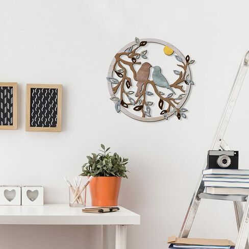 Pigort Ferrycle لوحة فنية جدارية خشبية للطيور على فرع الشجرة، صورة ظلية لجدار الطيور، ديكور فني جداري لغرفة المعيشة، الحديقة، غرفة النوم، المكتب، جدار المنزل، ديكور حفلات الانتقال لمنزل جديد (طائر) in Kuwait