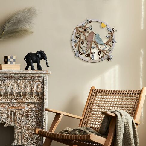 Pigort Ferrycle لوحة فنية جدارية خشبية للطيور على فرع الشجرة، صورة ظلية لجدار الطيور، ديكور فني جداري لغرفة المعيشة، الحديقة، غرفة النوم، المكتب، جدار المنزل، ديكور حفلات الانتقال لمنزل جديد (طائر) in Kuwait