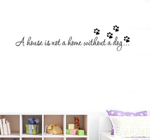 amaonm 22x6 "أسود الفينيل جدار الفن الشارات اقتباسات قائلا "المنزل ليس منزلا بدون كلب" ملصقات ديكورات جدران المنزل القابلة للإزالة جدارية طباعة مخلب ملصقات الحائط لغرفة المعيشة غرفة نوم غرفة الأطفال in Kuwait