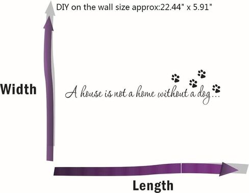 amaonm 22x6 "أسود الفينيل جدار الفن الشارات اقتباسات قائلا "المنزل ليس منزلا بدون كلب" ملصقات ديكورات جدران المنزل القابلة للإزالة جدارية طباعة مخلب ملصقات الحائط لغرفة المعيشة غرفة نوم غرفة الأطفال in Kuwait