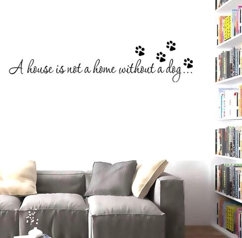 amaonm 22x6 "أسود الفينيل جدار الفن الشارات اقتباسات قائلا "المنزل ليس منزلا بدون كلب" ملصقات ديكورات جدران المنزل القابلة للإزالة جدارية طباعة مخلب ملصقات الحائط لغرفة المعيشة غرفة نوم غرفة الأطفال in Kuwait