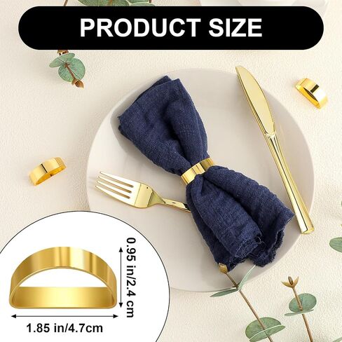 Gold Napkin Rings Set of 12 Semicircle Metal Gold Napkin Holder Buckles Metal Napkin Ring Holders Stainless Steel Napkin Rings Serviette Metallic Adornment For Dinner Table Decor Wedding Banquet Party in Saudi Arabia
