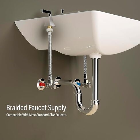 27108-NL خط إمداد صنبور مجدول من الفولاذ المقاوم للصدأ مع تركيب ضغط 1/2 بوصة IPS و3/8 بوصة، 8 بوصة in Kuwait