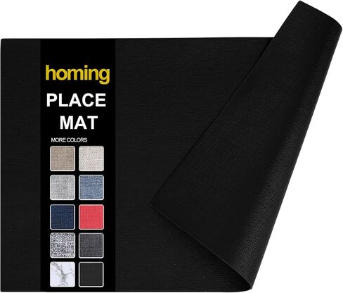 homing Faux Leather Heat Resistant Placemats Set of 6 – Waterproof Wipeable Dining PU Place Mats for Indoor & Outdoor, Easy to Clean - Light Grey in Saudi Arabia