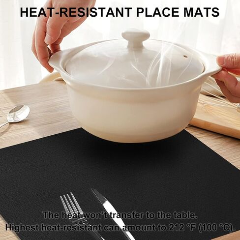 homing Faux Leather Heat Resistant Placemats Set of 6 – Waterproof Wipeable Dining PU Place Mats for Indoor & Outdoor, Easy to Clean - Light Grey in Saudi Arabia