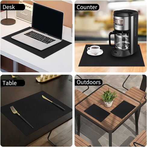 homing Faux Leather Heat Resistant Placemats Set of 6 – Waterproof Wipeable Dining PU Place Mats for Indoor & Outdoor, Easy to Clean - Light Grey in Saudi Arabia
