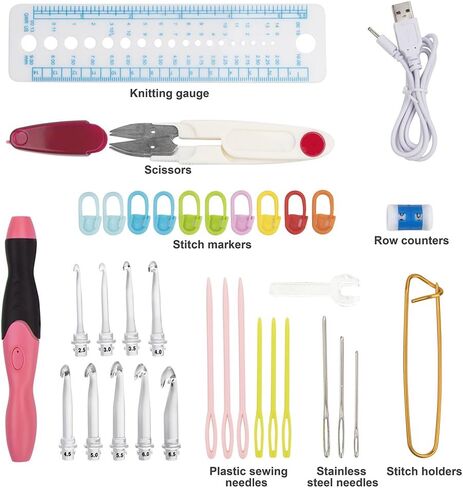 BCMRUN LED Crochet hooks set,9 Interchangeable Heads Light Up Knitting Needles Weave Sewing Tool Accessories with Case(Purple) in Kuwait