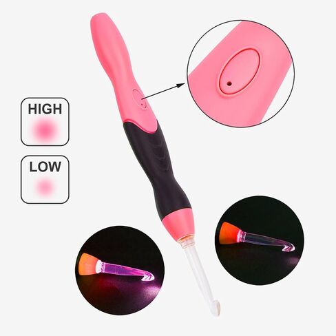 BCMRUN LED Crochet hooks set,9 Interchangeable Heads Light Up Knitting Needles Weave Sewing Tool Accessories with Case(Purple) in Kuwait