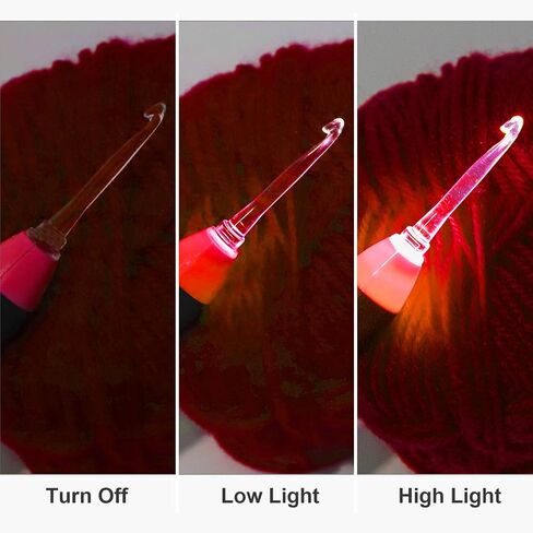 BCMRUN LED Crochet hooks set,9 Interchangeable Heads Light Up Knitting Needles Weave Sewing Tool Accessories with Case(Purple) in Kuwait