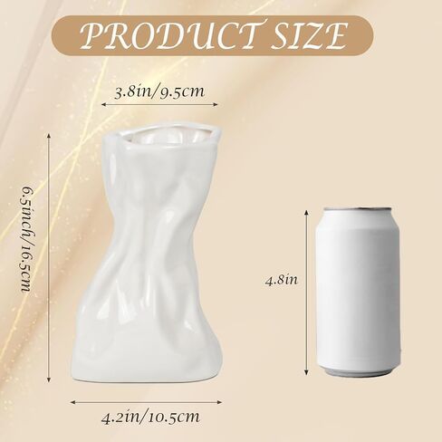 Small Paper Bag Ceramic Flower Vase for Home Decor, Unique Vases for Flowers, Decorative Vases for Living Room, Kitchen, Shelf Decor, Centerpiece Table Decorations (Cream Matte) in Saudi Arabia