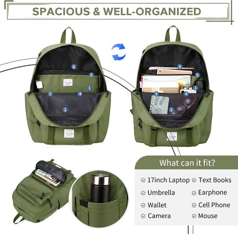 VASCHY Backpack for Men, Unisex Large Fashion Schoolbag Book bag Rucksack for High School/College/Work/Travel/Commuter Green in Saudi Arabia