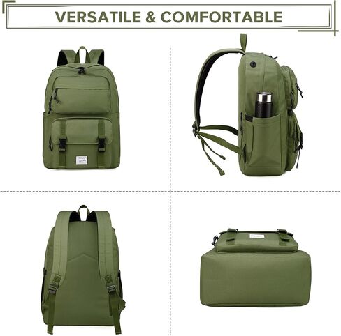 VASCHY Backpack for Men, Unisex Large Fashion Schoolbag Book bag Rucksack for High School/College/Work/Travel/Commuter Green in Saudi Arabia