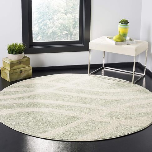 SAFAVIEH Adirondack Collection 5' Round Sage/Cream ADR125X Modern Wave Distressed Non-Shedding Living Room Dining Bedroom Foyer Area Rug in Saudi Arabia