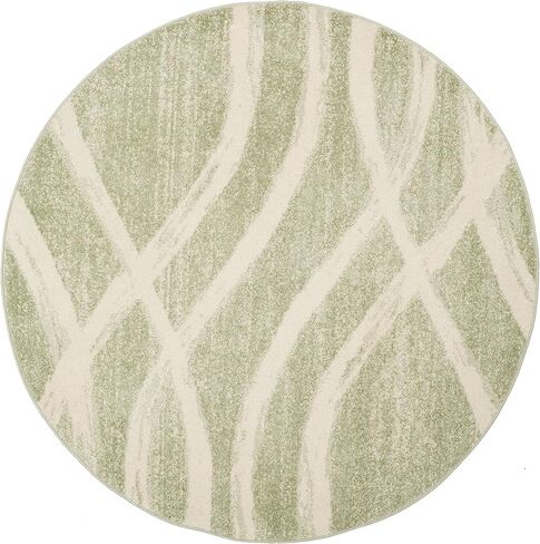 SAFAVIEH Adirondack Collection 5' Round Sage/Cream ADR125X Modern Wave Distressed Non-Shedding Living Room Dining Bedroom Foyer Area Rug in Saudi Arabia
