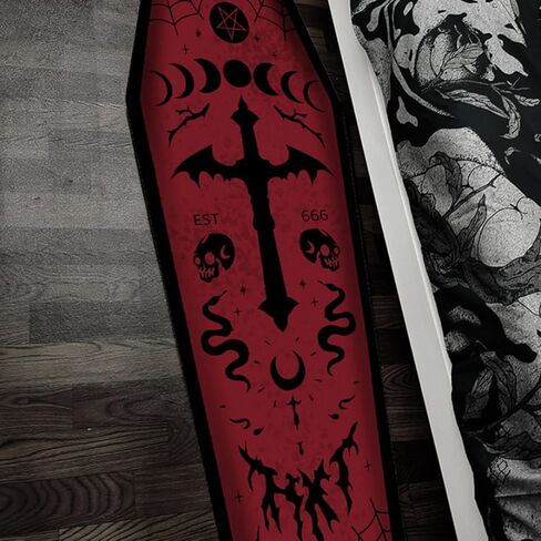 Halloween Carpet Dark Gothic Carpet for Living Room Decoration Coffin Shaped Rug Soft Non Slip Bedroom Home Party Supplies 51x19 Inch (Red) in Saudi Arabia